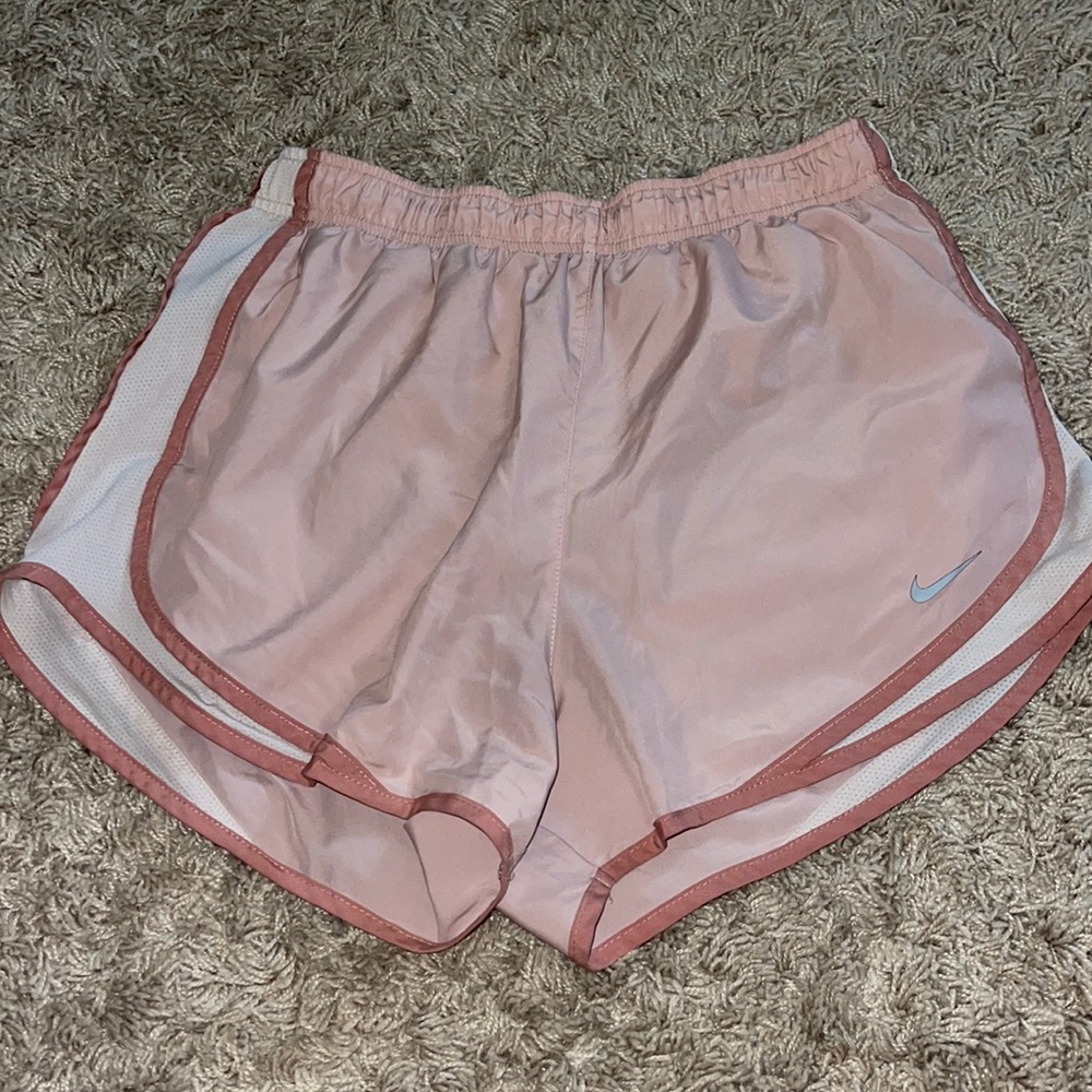 light pink/white nike shorts